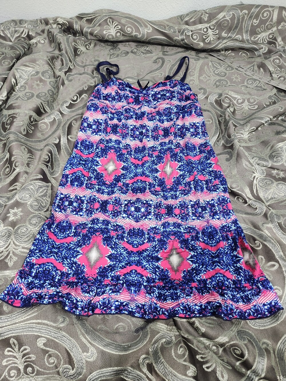 Y2k Cosabella Amore Chimise Slim Dress Ikat Pink And Blue Print S